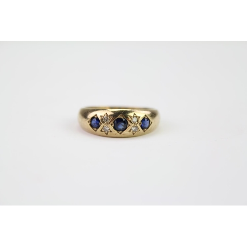 168D - A Ladies 9ct Gold Sapphire & Diamond Ring. Weighing: 3.1 grams. Size o.