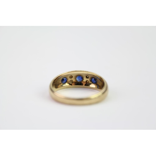 168D - A Ladies 9ct Gold Sapphire & Diamond Ring. Weighing: 3.1 grams. Size o.