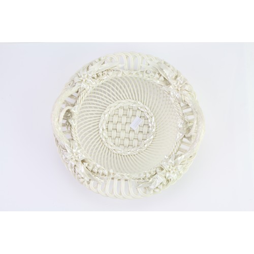 525 - An Antique Belleek two handled Fruit Dish decorated with flowers, Trunks & Basket weave decoration. ... 