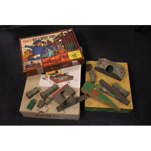 3 x Toy Forts to include a Boxed Timpo Wild West Fort, a Boxed Buffalo