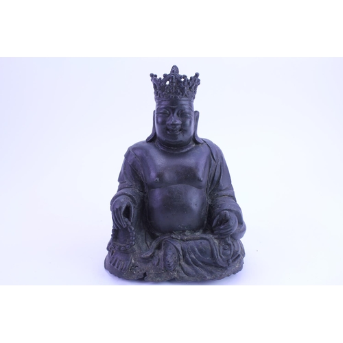 250 - An Study of a Seated Buddha holding a Necklace wearing a Crown. Measuring: 30 cms high x 19 cms acro... 