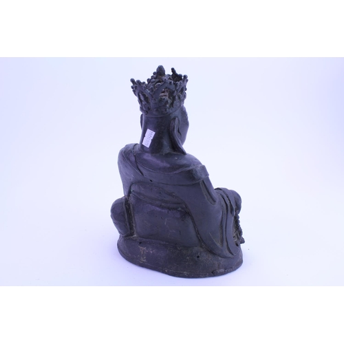 250 - An Study of a Seated Buddha holding a Necklace wearing a Crown. Measuring: 30 cms high x 19 cms acro... 