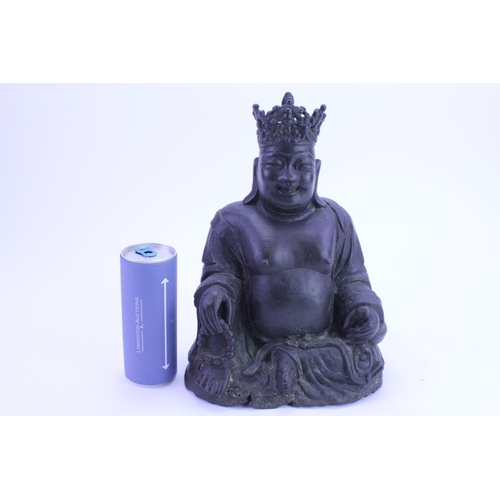 250 - An Study of a Seated Buddha holding a Necklace wearing a Crown. Measuring: 30 cms high x 19 cms acro... 