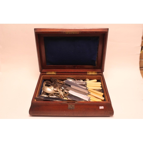 85 - A Victorian Mahogany Canteen Case containing a Collection of Silver Plated Cutlery to include Grape ... 