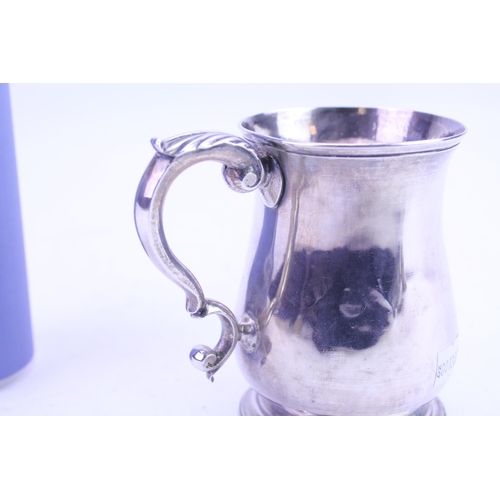 9 - A Georgian Silver Hand hammered Mug with flying scroll handle, Maker BB LP Crowned Head, Gothic D. W... 