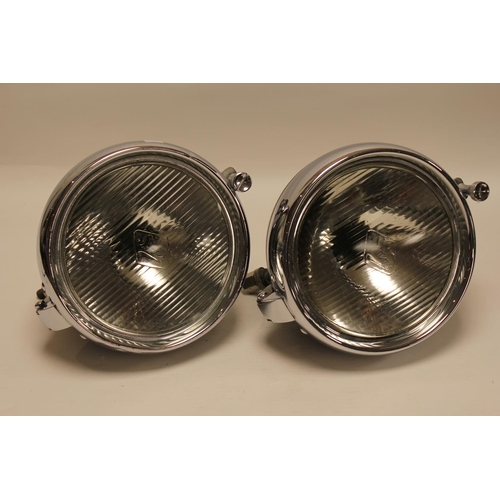 223 - A Pair of Chrome mounted & Black Painted Reflector Glass Headlights with Fittings possibly Late 1930... 