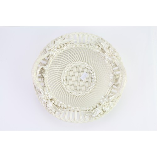 867 - An Antique Belleek two handled Fruit Dish decorated with flowers, Trunks & Basket weave decoration. ... 