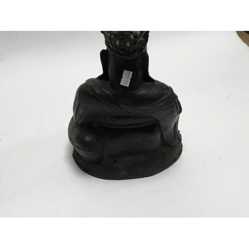 250 - An Study of a Seated Buddha holding a Necklace wearing a Crown. Measuring: 30 cms high x 19 cms acro... 