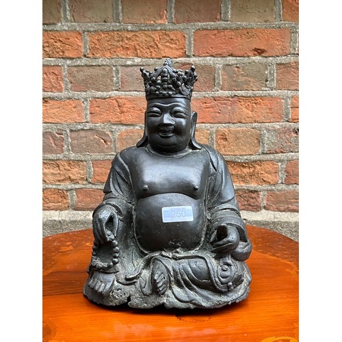 250 - An Study of a Seated Buddha holding a Necklace wearing a Crown. Measuring: 30 cms high x 19 cms acro... 