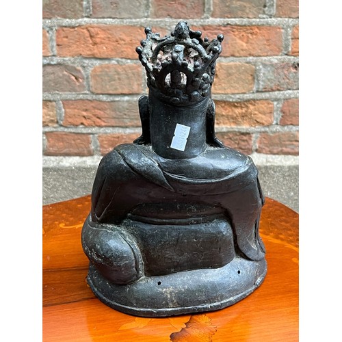 250 - An Study of a Seated Buddha holding a Necklace wearing a Crown. Measuring: 30 cms high x 19 cms acro... 