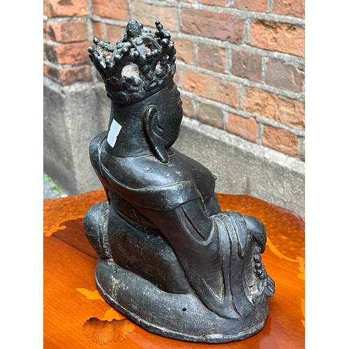 250 - An Study of a Seated Buddha holding a Necklace wearing a Crown. Measuring: 30 cms high x 19 cms acro... 