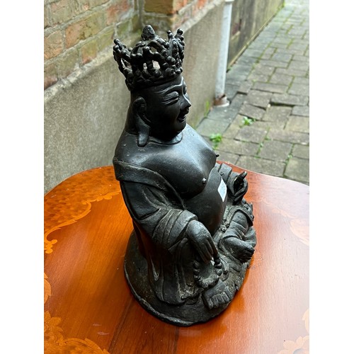 250 - An Study of a Seated Buddha holding a Necklace wearing a Crown. Measuring: 30 cms high x 19 cms acro... 
