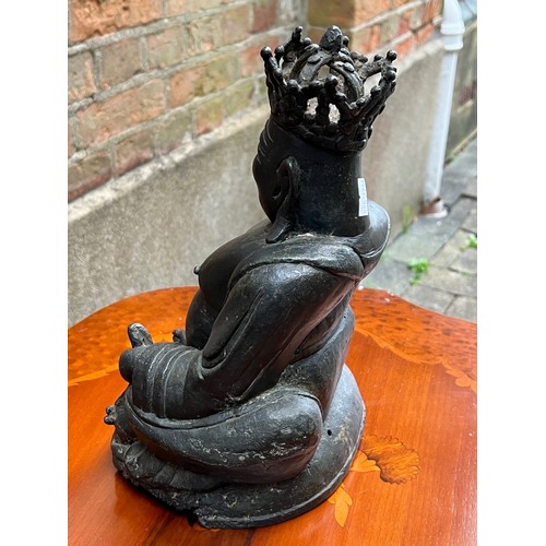 250 - An Study of a Seated Buddha holding a Necklace wearing a Crown. Measuring: 30 cms high x 19 cms acro... 