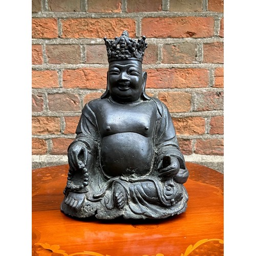 250 - An Study of a Seated Buddha holding a Necklace wearing a Crown. Measuring: 30 cms high x 19 cms acro... 