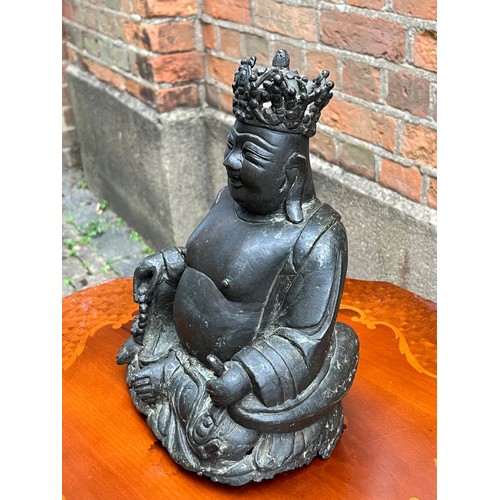250 - An Study of a Seated Buddha holding a Necklace wearing a Crown. Measuring: 30 cms high x 19 cms acro... 