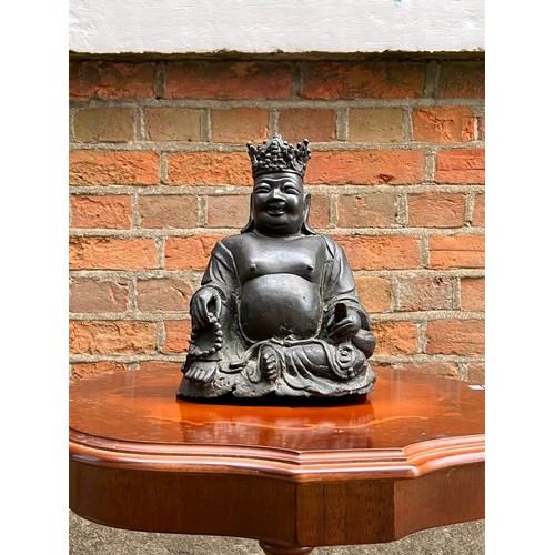 250 - An Study of a Seated Buddha holding a Necklace wearing a Crown. Measuring: 30 cms high x 19 cms acro... 