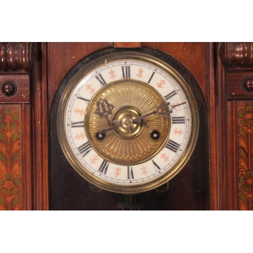 219 - A late 19th Century oak and beech framed regulator wall clock. Size 2ft.