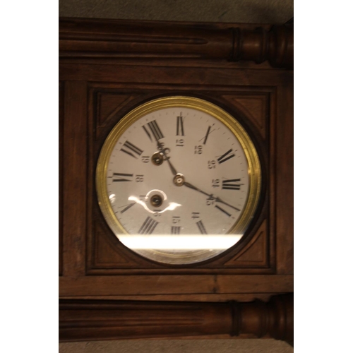 220 - A 1920s Beech Cased Wall Clock with Enamelled Dial & 24 Hour Chapter ring.