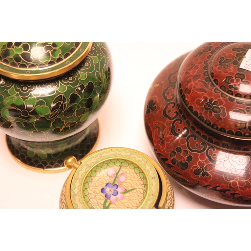 223 - A Collection of Cloisonné vases, ginger jars, Cloisonné bowl along with similar items.