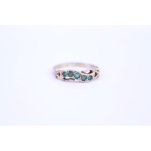 101 - A ladies 9ct Gold dress ring mounted with 5 emeralds. Size approx N.