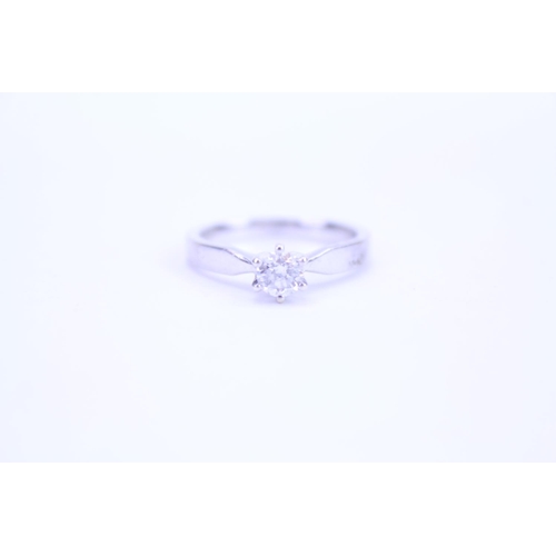 113 - A ladies 9ct white Gold Diamond solitaire Ring. Size approx N.