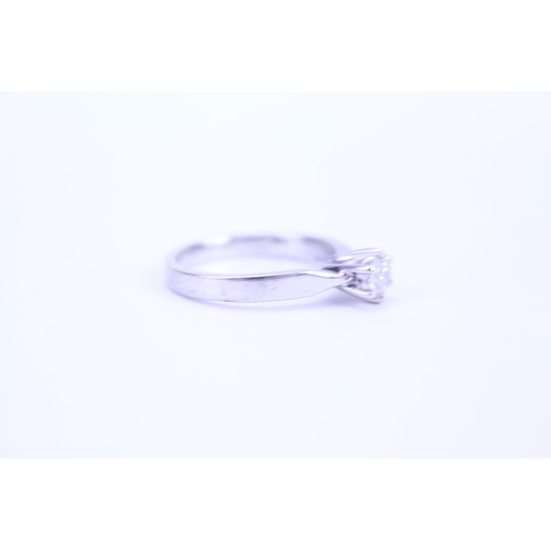 113 - A ladies 9ct white Gold Diamond solitaire Ring. Size approx N.