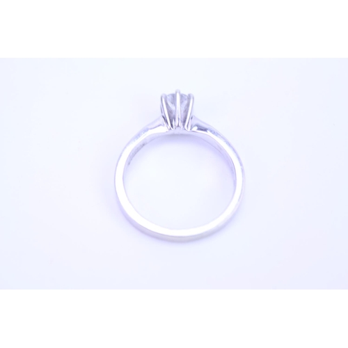 113 - A ladies 9ct white Gold Diamond solitaire Ring. Size approx N.