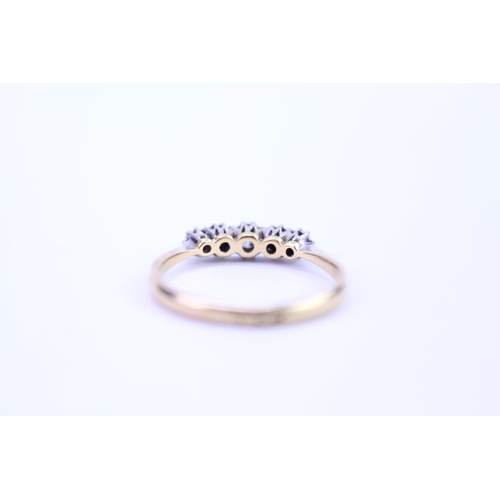 123 - A ladies 9ct Gold and Platinum dress ring set with Diamonds. Size approx. R.