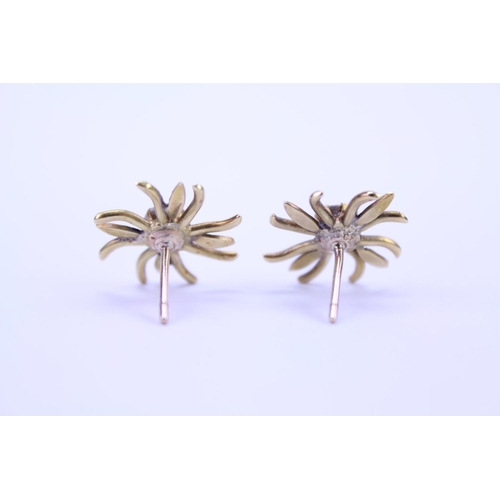 148 - A Pair of Gold French design floral Diamond set earrings. Diamond size approximately 0.25. Total gro... 