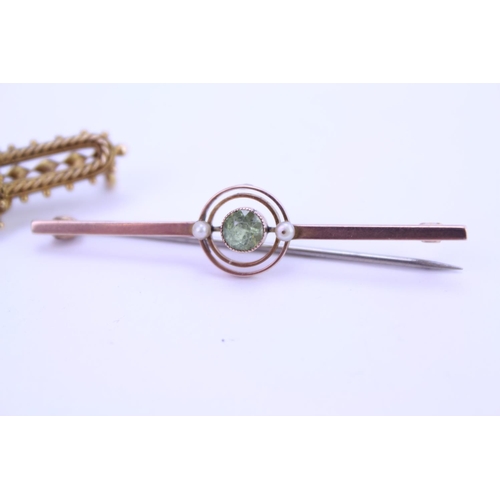 175 - A 15ct Gold Brooch Set with Diamonds & Rubies. Weighing: 3.3 grams along with a 9ct Gold Target Broo... 