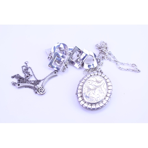 166 - A Collection of Four Silver items to include a Silver bracelet, Silver necklace with pendant, a Carv... 