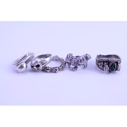 156 - A collection of Silver Dress Rings. Total weight: approx 41.7 grams.