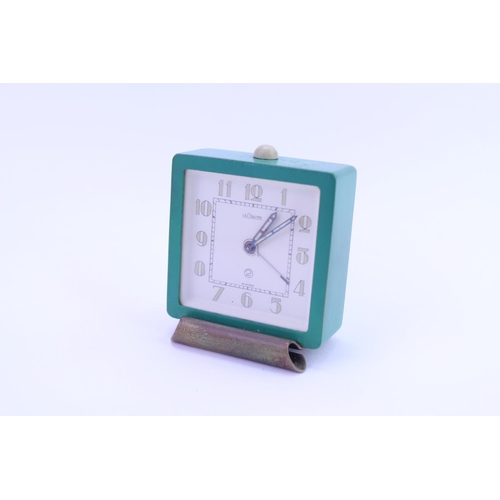 214 - An Art Deco Jaeger Lecoultre Travelling Alarm Clock in Lime Green.