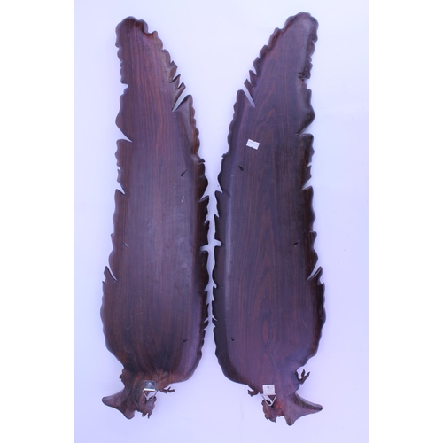 916 - A Rare Pair of Japanese Carved Elm Daikon Radish Shaped Wall Appliques carved with Rats, Lizards & S... 