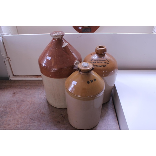 768 - A William Cooper & Company Limited, Southampton 1 Gallon Buff Glazed Flagon, one other & a Lambeth C... 