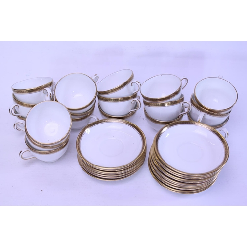 801 - A Hammersley Tea Set in White & Gold to include 18 x Cups & 18 x Saucers.