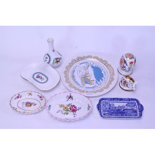 805 - A Royal Crown Derby Study of a Pig, an Egg on Stand, a Spode Plate along with various small items of... 