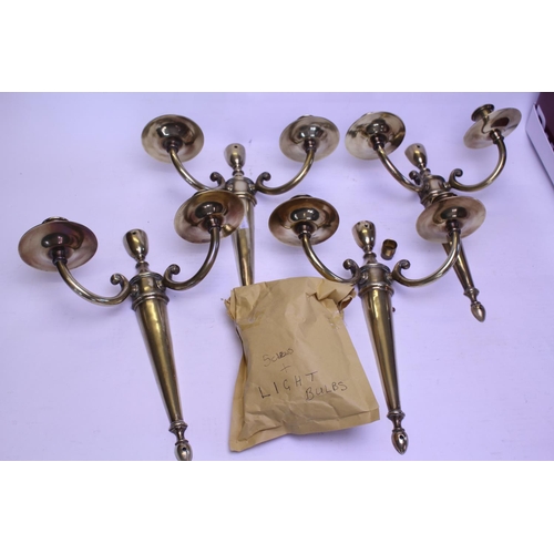 393 - 4 x 2 Branch Brass Adams Designed Wall Lights.