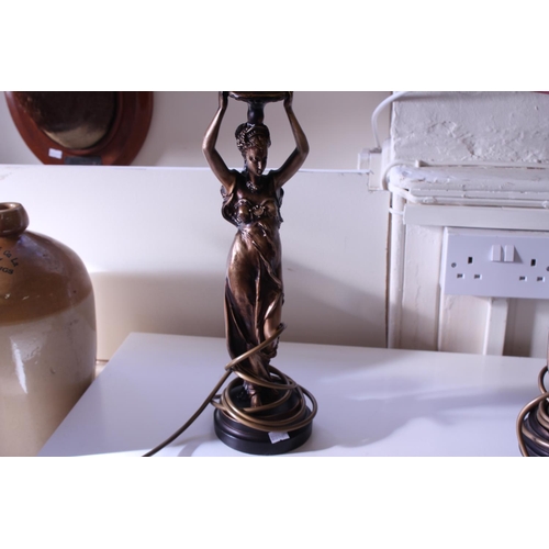 397 - A Pair of Art Nouveau Resin Figure Table Lamps.