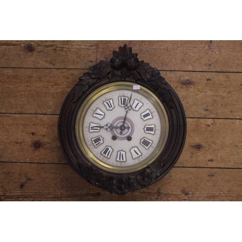 294 - A French Marble Faced & enamelled Dial Wall Clock. Measuring: 38cms.