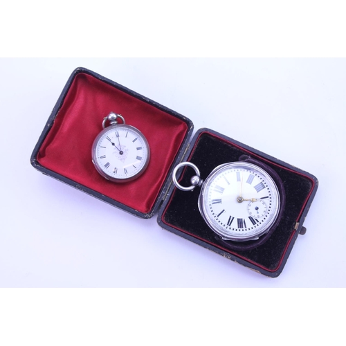 269 - A Silver Cased Pocket Watch with enamelled Face, engine turned back along with one other.