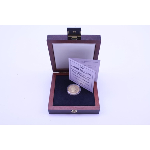 359 - A 14ct 1995 Cook Islands Queen Elizabeth Queen Mother Lady of the century $50 Gold proof coin, numbe... 