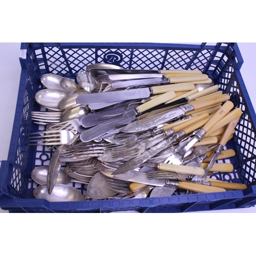 67 - A Quantity of Rat Tailed Silver Plated Cutlery, other Silver Plated Cutlery to include Fish & Knives... 