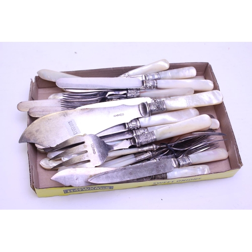 68 - A Collection of Victorian Close Plated & Mother of Pearl handled Desert Cutlery, various Mother of P... 