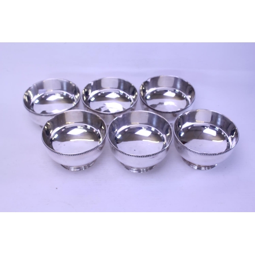 75 - A Set of 6 Silver Plated Beaded Edged Finger Bowls.