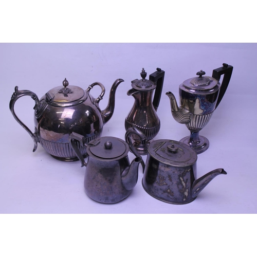 76 - A Country House Silver Plated Tea Pot with Handle, a Silver Plated Hot Water Jug, two Silver Plated ... 