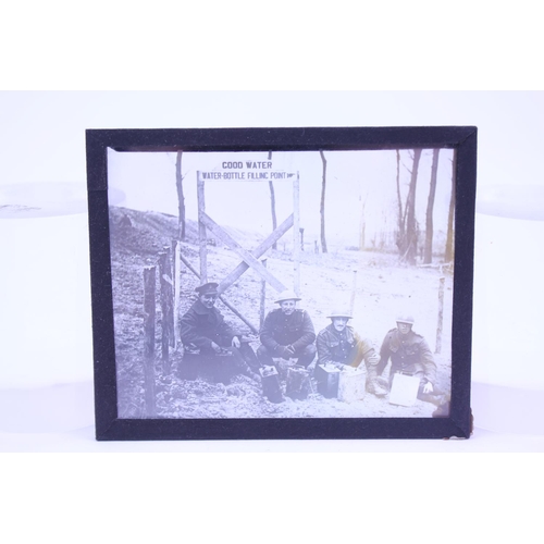 382 - A Collection of WW1 Photographic Negatives on Glass depicting infective village, spraying, ovens, br... 