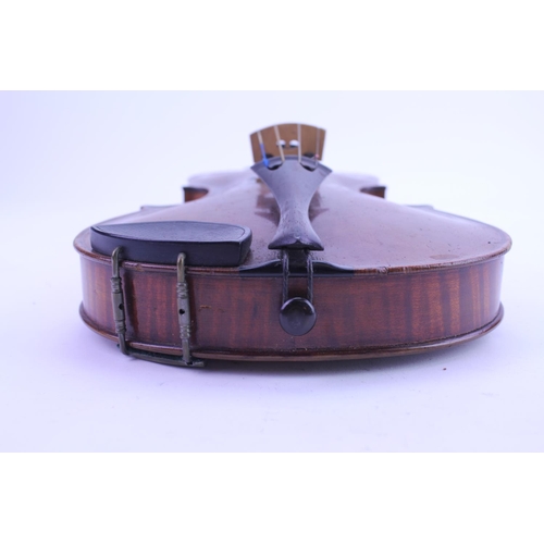 931 - A Violin with stained as ebony board & Chin Rest, Flying Scroll Head, Ebony Pins in Original Case wi... 