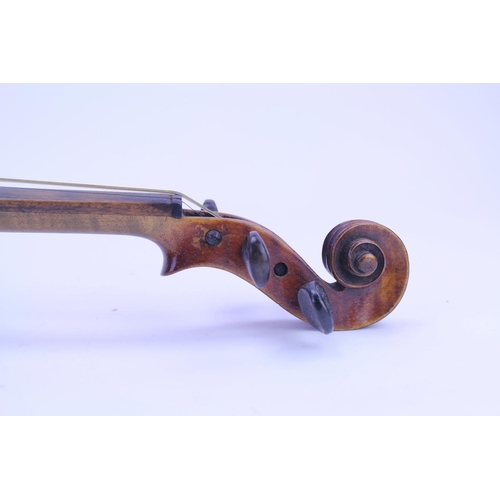 931 - A Violin with stained as ebony board & Chin Rest, Flying Scroll Head, Ebony Pins in Original Case wi... 