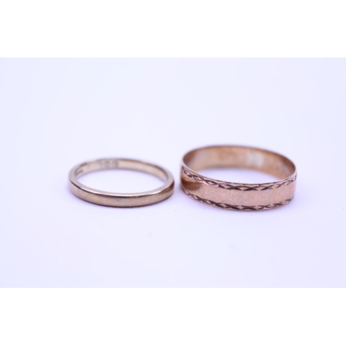 193 - Two 9ct Gold rings. Total weight approx 3.2g. Q & I approx size.